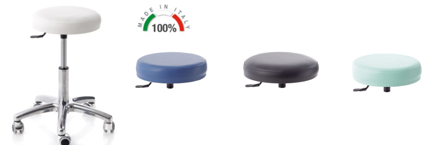 Hocker mit Aluminiumfuß - Höhenverstellung 14 cm.