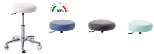 Hocker mit Aluminiumfuß - Höhenverstellung 14 cm.