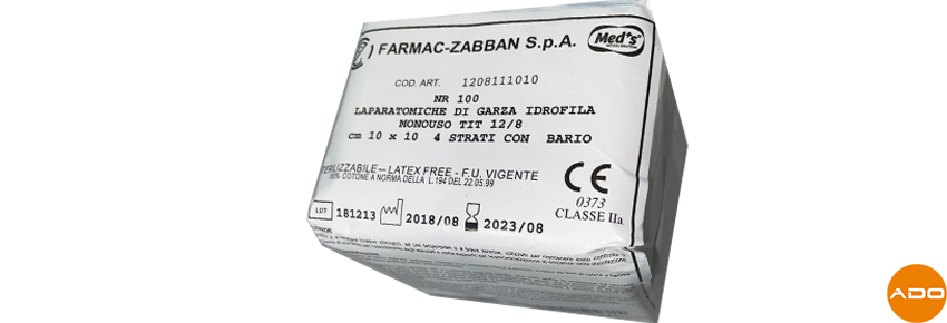 Cotton laparotomy gauze - With barium thread