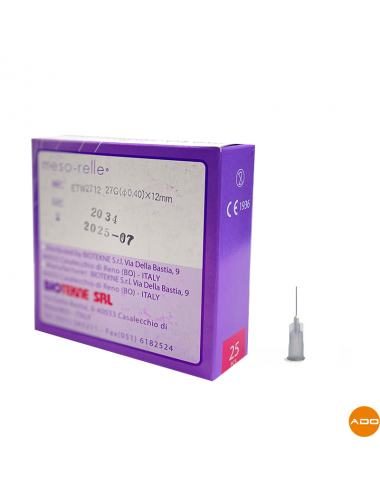 Agujas para mesoterapia - 27G x 12 mm P. Delgado