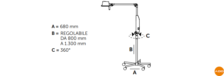 Lampada medicale ST1 su stativo - 60.000 LUX