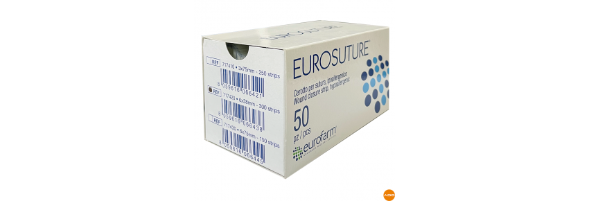 Sterile non-woven fabric dressings for sutures - 6 x 38 mm.