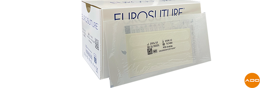 Sterile non-woven adhesive dressings for sutures - 13 x 100 mm.