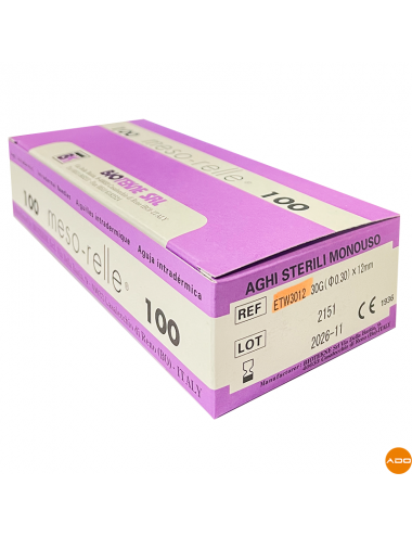 Aghi per mesoterapia - 30G x 12 mm P. Sottile