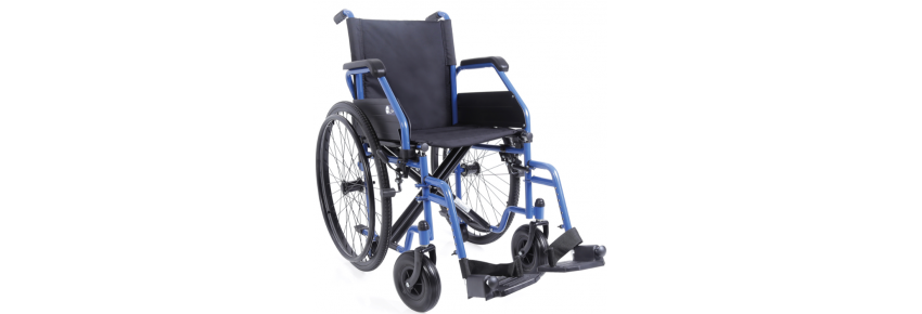Blue folding wheelchair