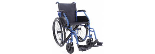 Blue folding wheelchair