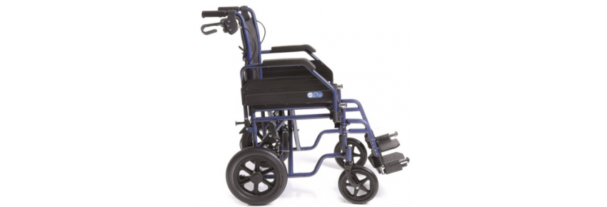 Silla de ruedas plegable de doble crucero y frenos - lateral