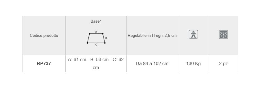 Deambulatore pieghevole con 2 ruote misure