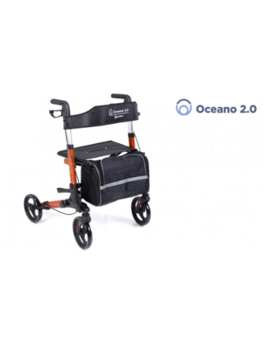 Andador plegable de 4 ruedas rojo