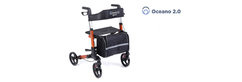 Faltbarer Rollator mit 4 Rädern rot