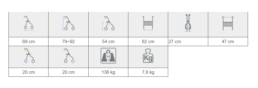 Foldable 4-Wheel Rollator - Sizes