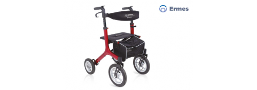 Andador con asiento rojo