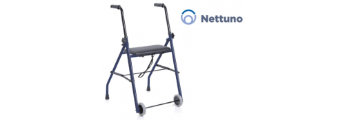 Andador de acero con ruedas plegable