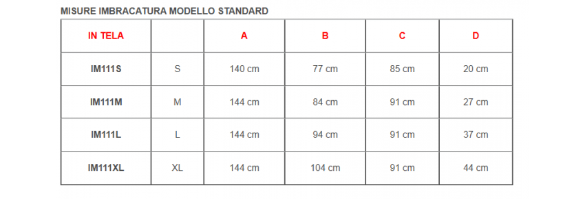 Standard harness without headrest in canvas specifications