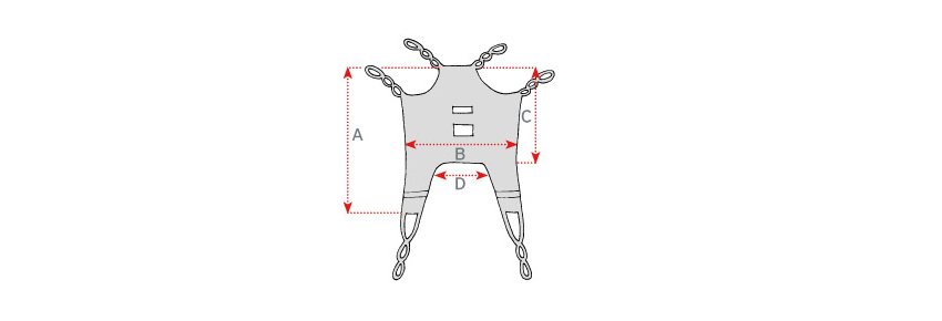 Standard harness with mesh headrest MEASUREMENTS
