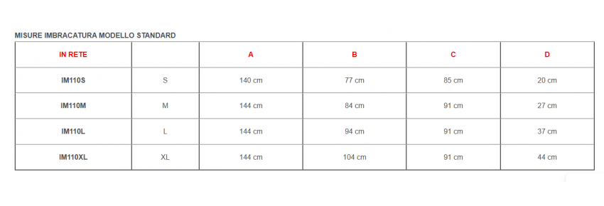 Imbracatura standard con poggiatesta in rete specifiche