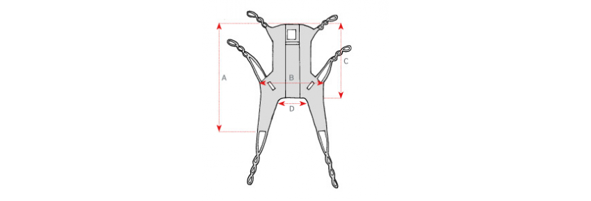 Harnais standard en filet avec barres pour élévateurs DIMENSIONS