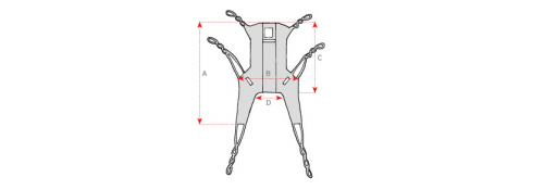 Harnais standard en filet avec barres pour élévateurs DIMENSIONS