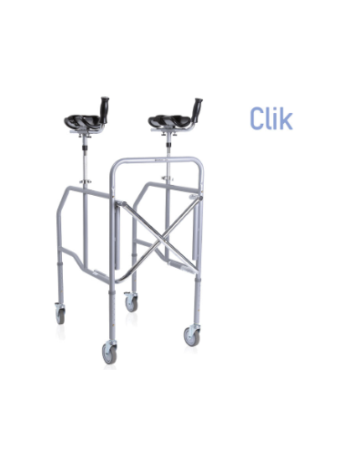 RP754A Anti-Jibble Walker - Foldable steel structure with swivel wheels and padded supports