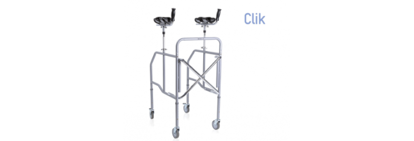 Déambulateur antibrachial RP754A – structure en acier pliable avec roues pivotantes et supports rembourrés