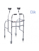 Adjustable axillary walker, with swivel wheels and brakes for greater stability and safety.