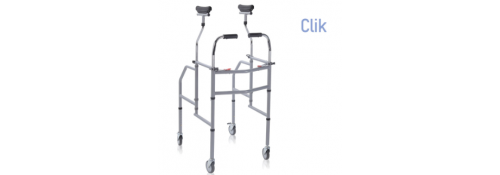 Adjustable axillary walker, with swivel wheels and brakes for greater stability and safety.