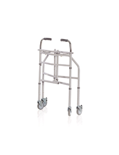 Adjustable axillary walker, with swivel wheels and brakes for greater stability and safety.
