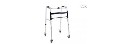 Faltbarer Aluminium-Gehwagen – 4 schwenkbare Räder, davon 2 mit Bremse Ø 7,5 cm – Click