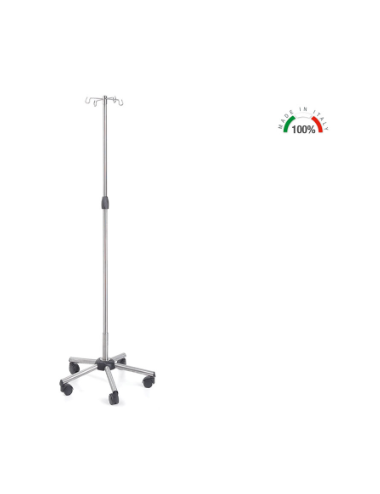 Ständer für die subkutane Infusion aus Edelstahl, verstellbar mit 4 Haken – Hergestellt in Italien