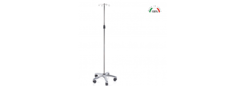 Porte-infusion Ipodermoclisi en Acier Inoxydable avec Base en Aluminium Chromé et 4 Crochets