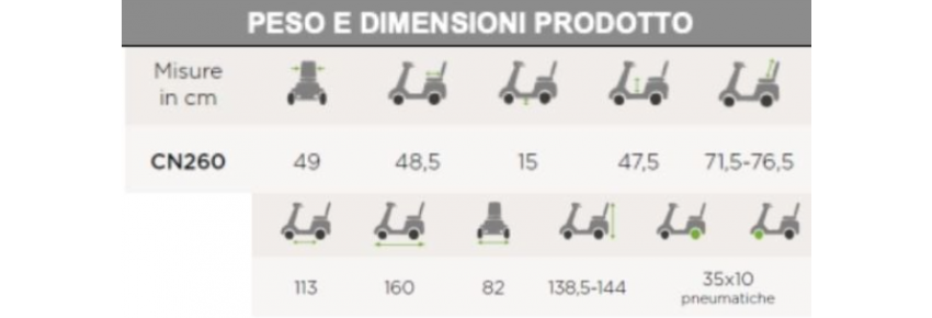 MOBILITY Scooter 260 sizes