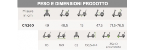 MOBILITY Scooter 260 sizes