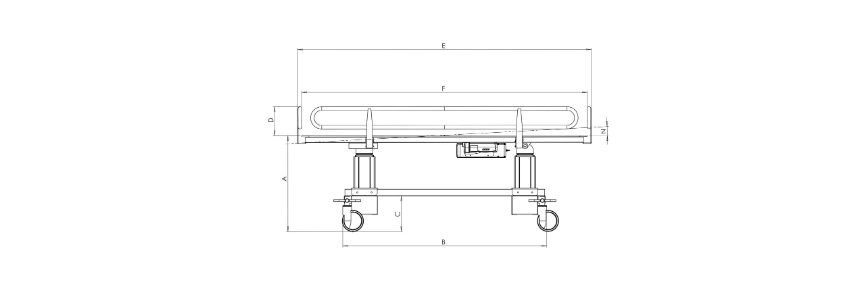 MEASUREMENTS - HYDRAULIC SHOWER STRETCHER - CROSS TYPE