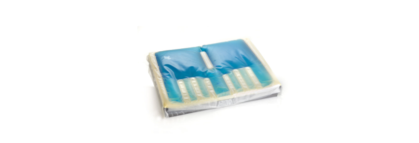 Cushion with internal self-shaping fluid