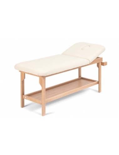 Professionelles Holzbett mit Loch und Rollenhalter