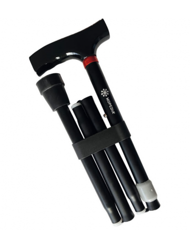 Aluminum folding cane with wooden handle