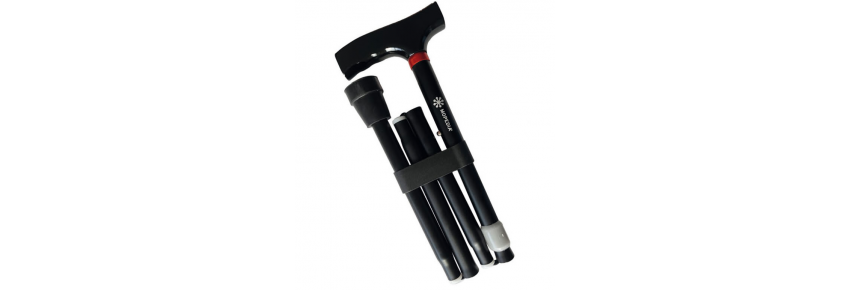 Aluminum folding cane with wooden handle