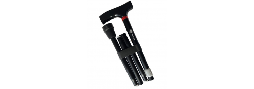 Aluminum folding cane with wooden handle