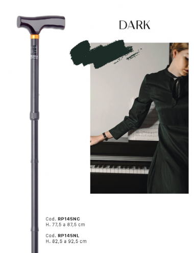 Bastón plegable de aluminio con empuñadura de madera