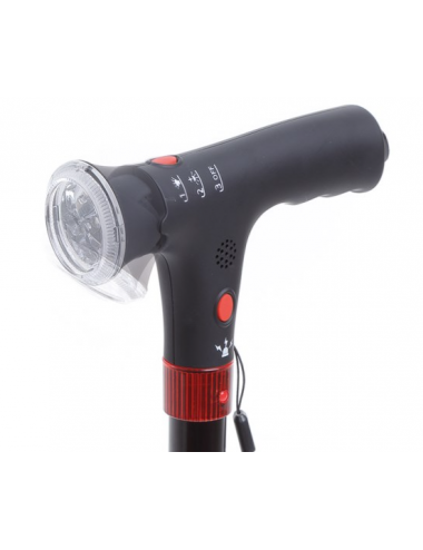 Aluminum cane with LED light and acoustic alert