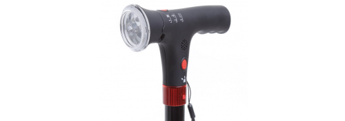 Aluminum cane with LED light and acoustic alert - handle