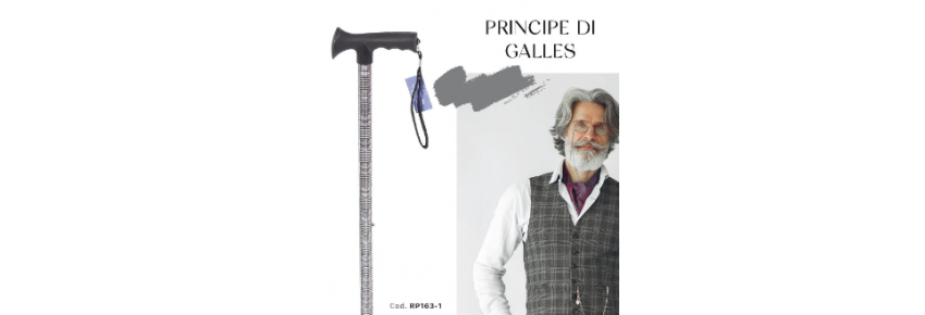 Aluminum cane with pattern and soft T-handle – BRIO QUADRAT