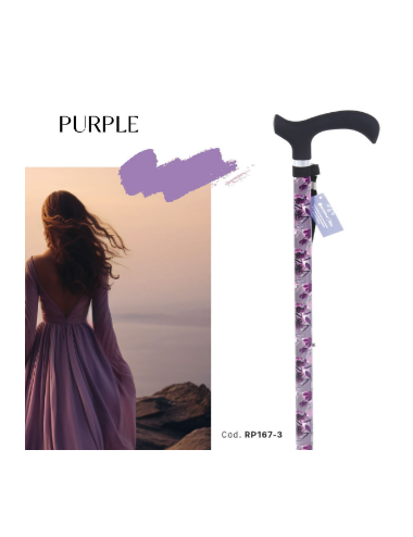Canne en aluminium fantaisie avec poignée Derby - BRIO PURPLE