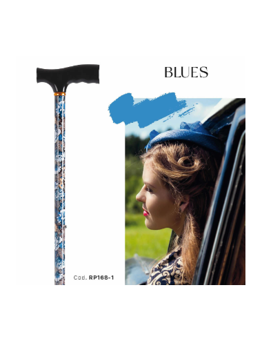 Bastón de aluminio con diseño de flores y mango en T de madera – BRIO