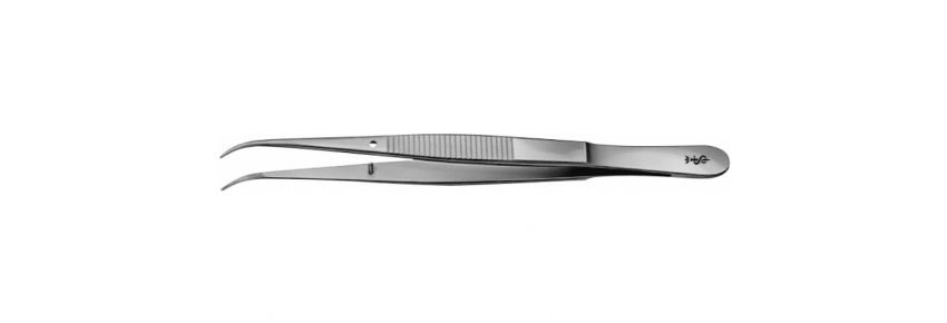 Pinzette Dressing 115 mm – Gebogen, Zart, Gezahnte Backen 0,70 mm