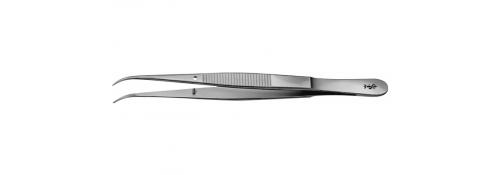 Pinzette Dressing 115 mm – Gebogen, Zart, Gezahnte Backen 0,70 mm