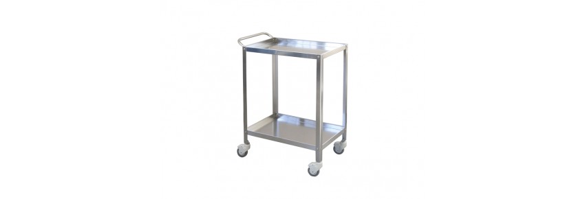 Mittelgroßer Edelstahlwagen - 2 Regale